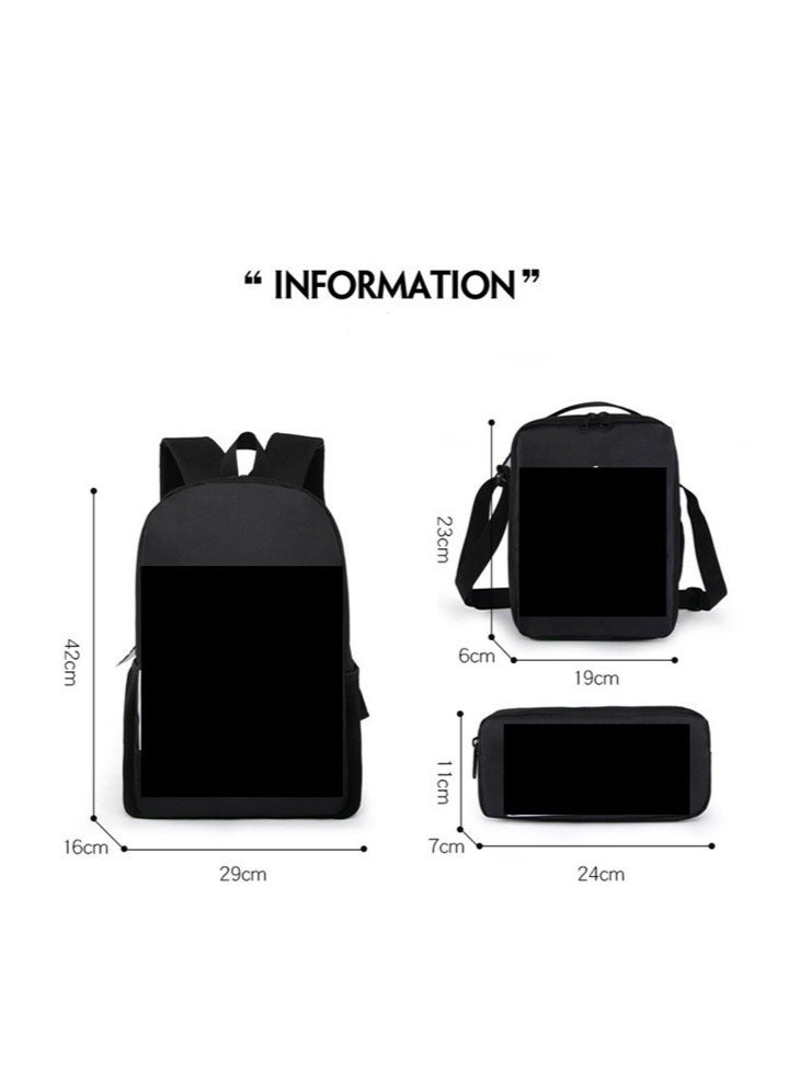 The new  backpack, pencil case, shoulder bag, three-piece suit, men's and women's leisure sports travel backpack, student school backpack - Image 2